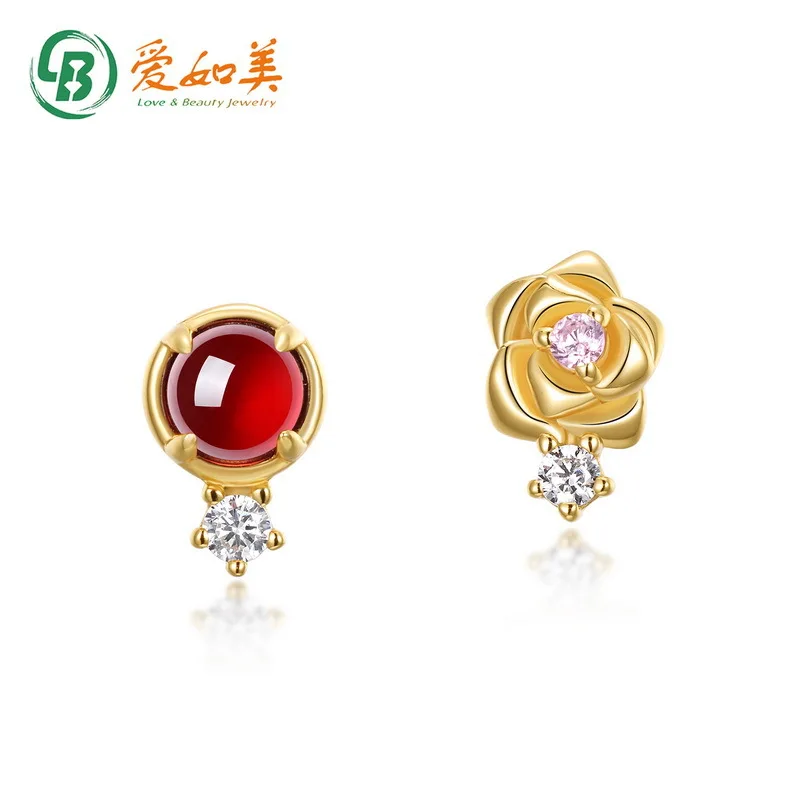 

Garnet Rose Earrings Are Fashionable, Trendy, Small and Exquisite 18K Gold PT950 Platinum Silver Plated 7-layer Gold Earrings
