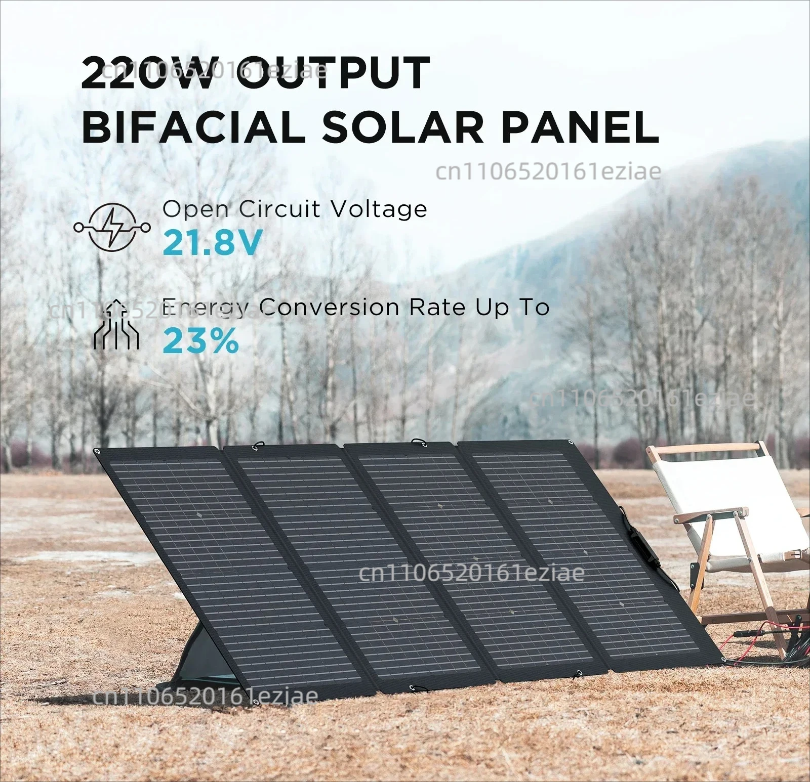for 220w Bifacial Foldable Solar Panel, Complete with Adjustable Kickstand, Waterproof Ip68 & Durable for Off The Grid Livin