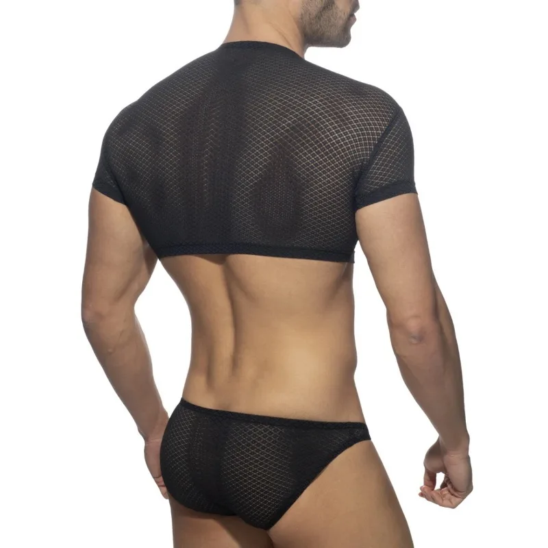 AD Новое мужское нижнее белье, сетчатая кружевная футболка, нейлоновая шелковистая однотонная модная пляжная футболка LX501