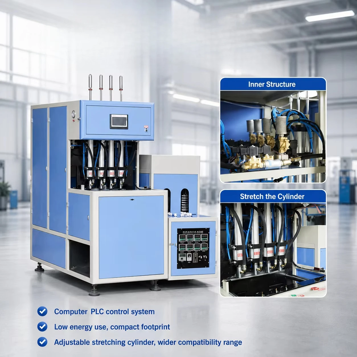Semi-Automatic PET Bottle Blowing Machine Plastic Bottle 300-1500ml Blow Molding Making Machine for PET Preform