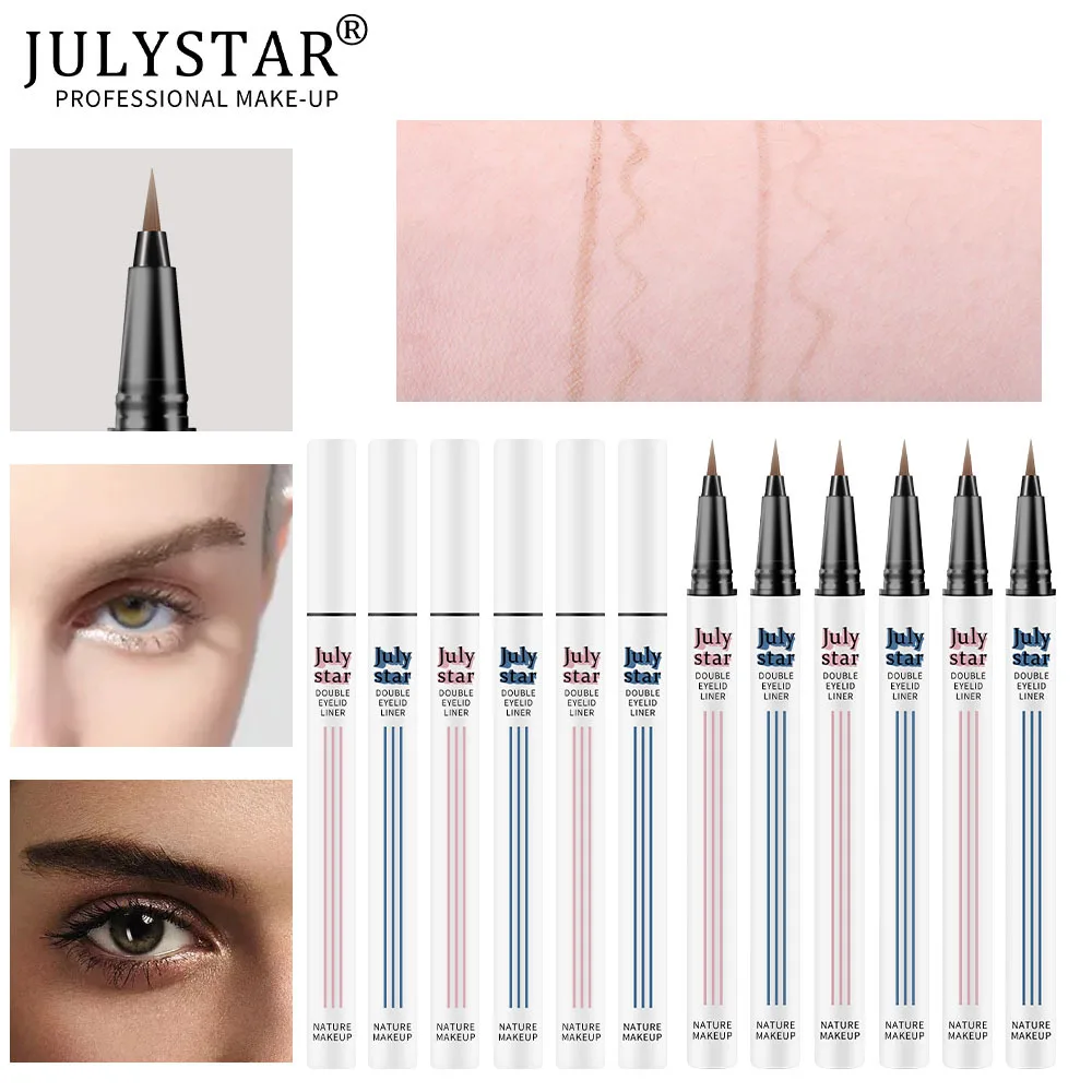 Julystar Waterdichte Sneldrogende Bruine Eyeliner Vloeibare Eyeliner Cosmetische Vrouwen Make-Up Natuurlijke Persistentie Eenvoudige Eyeliner Pen