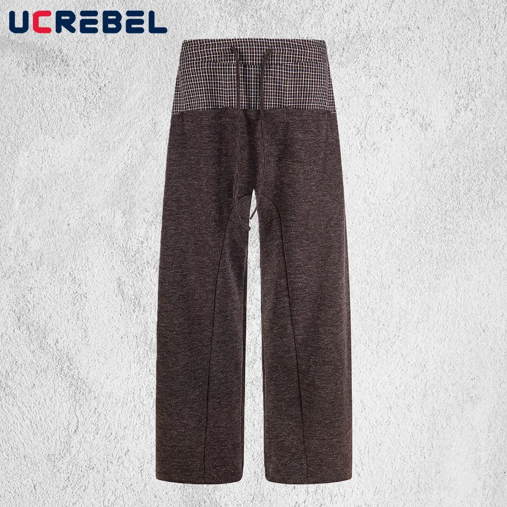 

Мужские спортивные брюки в стиле пэчворк с клетчатыми вставками, ретро, в уличном стиле, с эластичным поясом, свободные, широкие, брюки-бананы