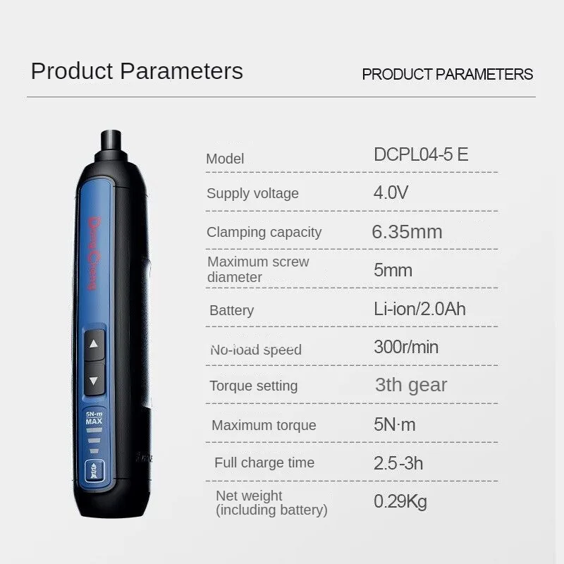 Dongcheng 4V Electrical Screwdriver Sets Smart Cordless Electric Screwdrivers Type-c Rechargeable 2000mah Handle Bit Sets Tools