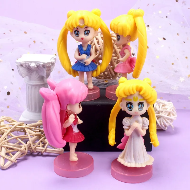 Sailor Moon Anime Figure Tsukino Usagi Chibiusa Action Figures toys model Statue Collection cake decoration girls birthday Gifts