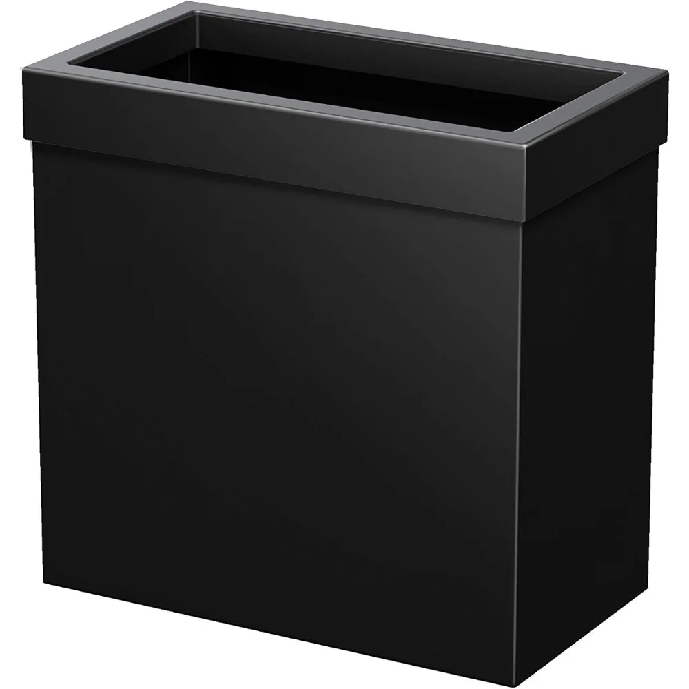 

Gatco 1918, Modern Rectangle Waste Basket, Matte Black / 11.25" H Open Top Stainless Steel Trash Can with Removable Lid