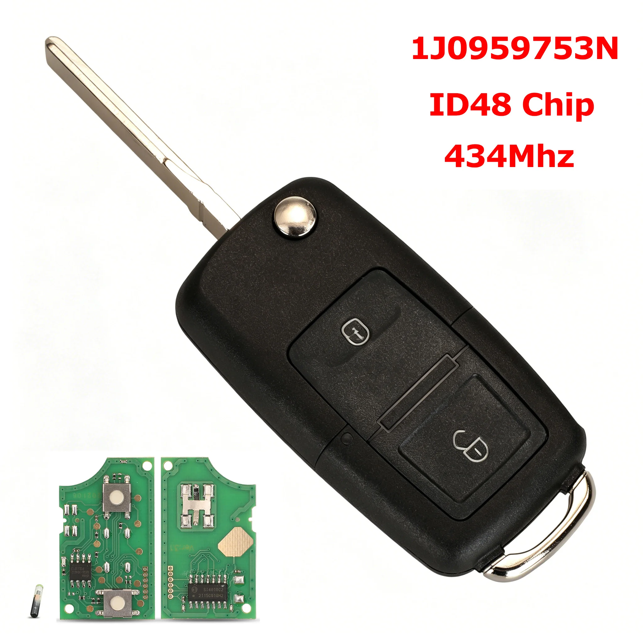

1J0959753N With ID48 Chip 434Mhz Car Remote Key 2 Buttons For Volkswagen VW Passat Golf MK4 Bora Polo Accessories