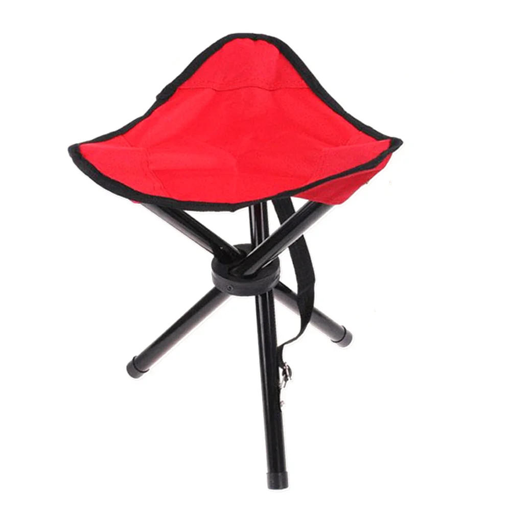 Portable Folding Tripod Stool Three Legged Stool Chair Seat for Fishing Camping Hiking (Red)