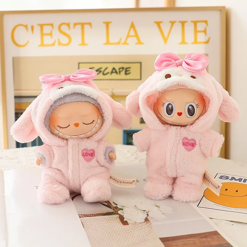 

15cm/17cm Labubu I II Doll Clothing Cartoon Shark Jumpsuit Set Sitting Party Accessories Clothing Plush Doll Clothes