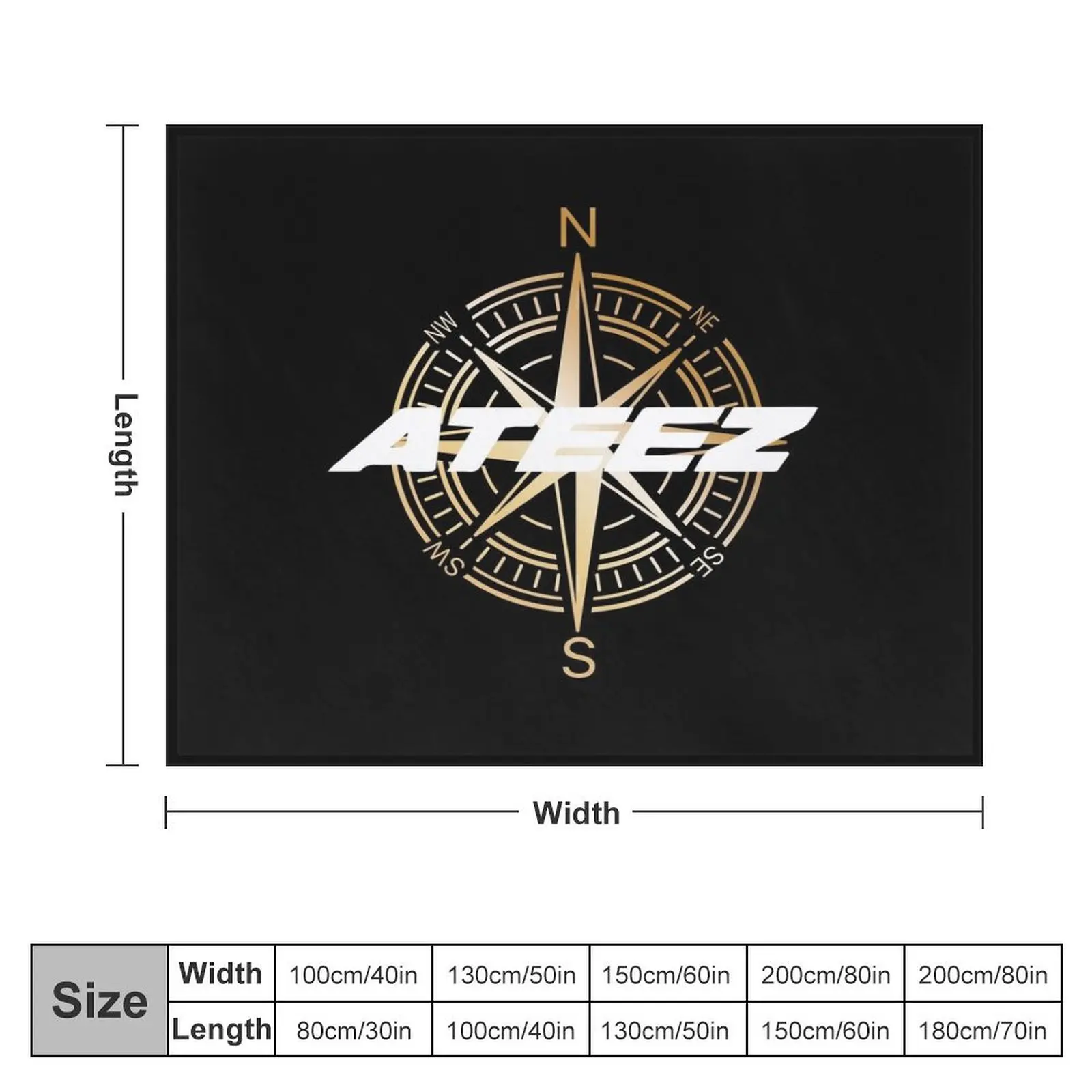 ATEEZ COMPASS DESIGN Throw Blanket Shaggy Furry cosplay anime Blankets