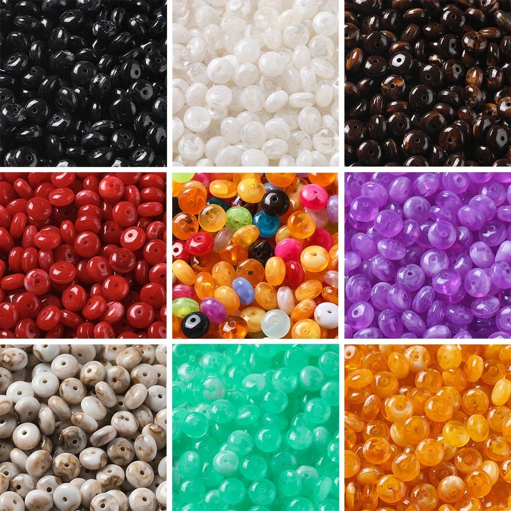 20/50pcs Colored Acrylic Two Color Beads Flat Round Spacer Loose Beads for DIY Necklaces Bracelets Jewelry Making Accessories