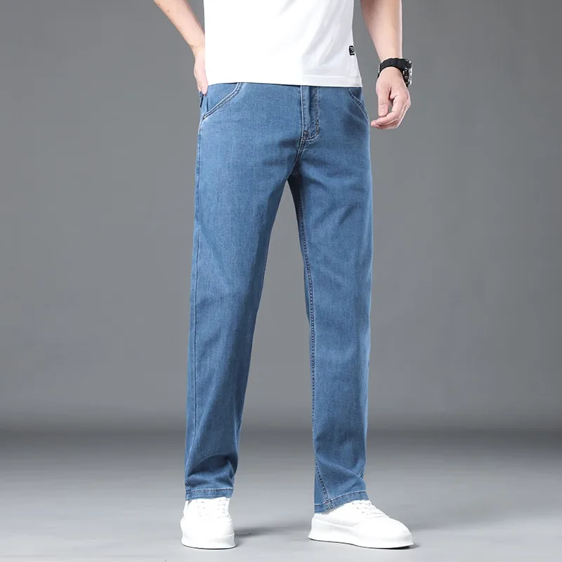 

2025 Summer Thin New Simple Version of Casual Popular Micro Elastic Loose Denim Pants