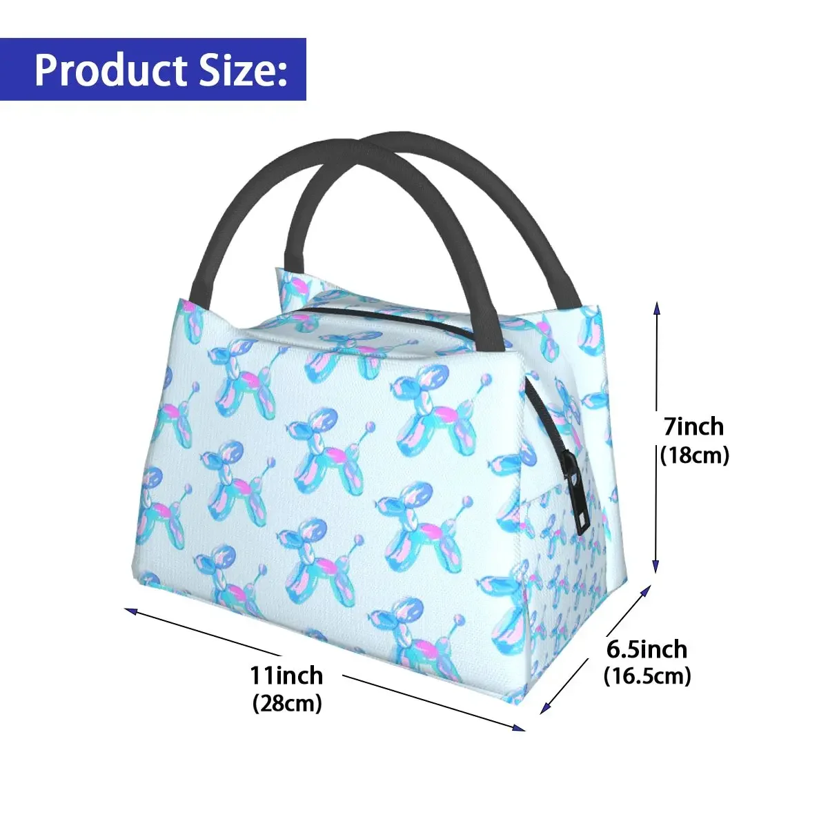 3d Blue Dog Balloon Lunch Bag Animal Print Trending Fun Lunch Box For Men Office Portable Insulated Cooler Bag Tote Food Bags