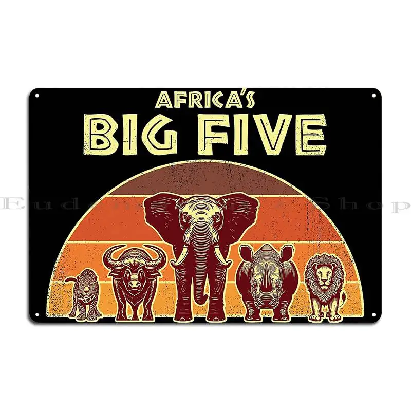 Africa S Big Five Safari Leopard Rhino Elephant Buffalo Lion Big 5 Africa Kruger National Park Metal Sign Create Cinema Cinema