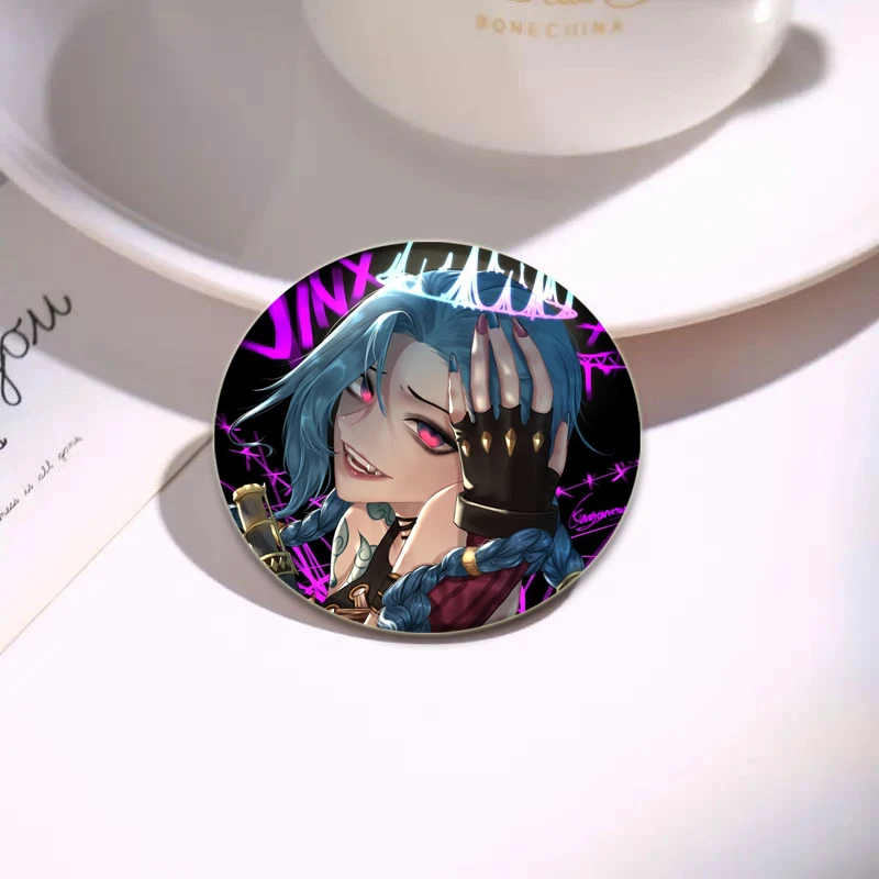 Game Anime Tinplate Pin Round Cartoon Arcane Brooches for Backpack Cothes Accessories Collection Badge Hat Decoration Gift