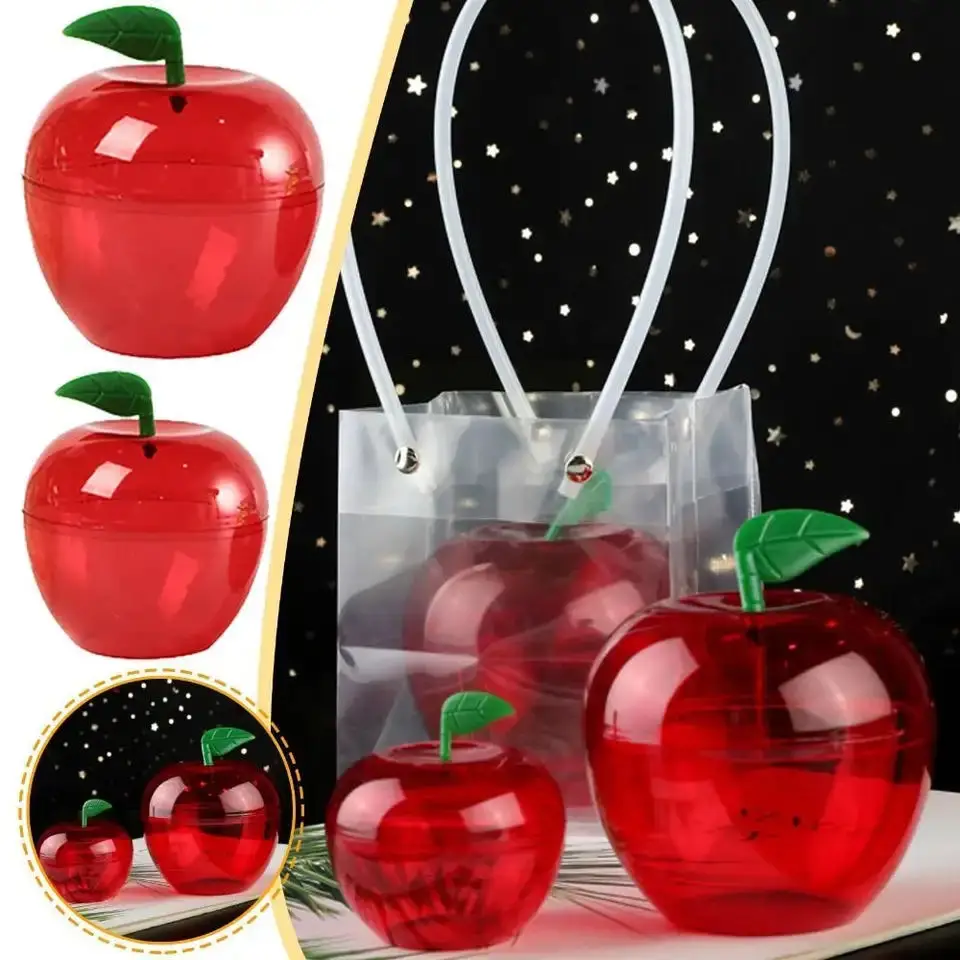 Christmas Boxes 5/10Pcs Candy Boxes Party Apples Treat Gift Filled Apple Fillable Holiday Plastic Decoration Containers Ornament