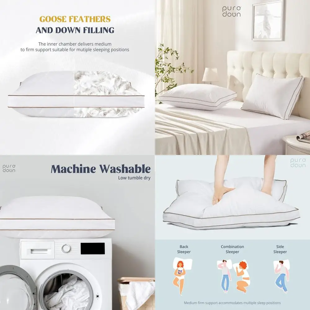 

Роскошные подушки из гусиного пуха King Size, качество гостиницы, пара с ластовицей