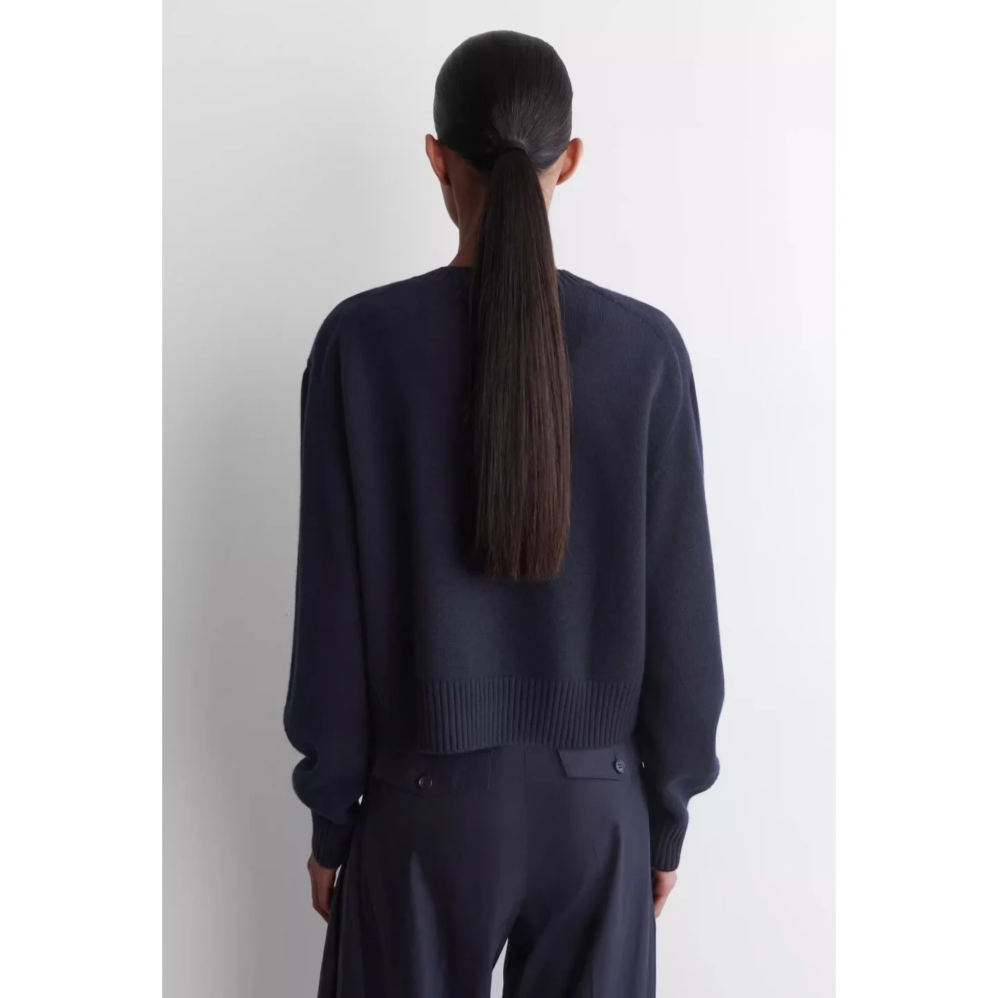 Cardigan décontracté en tricot de laine pour femmes, bleu, Long, Sve rond Ne, pull automne Faion 2025, coupe régulière, pièce unique