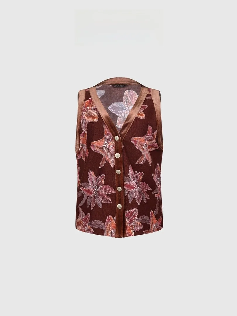 

Женский топ на пуговицах из чистого хлопка с принтом «Карамельная лилия» из серии «Художественный салон сестер Тан Цзя Лин», в стиле ретро, Baatone