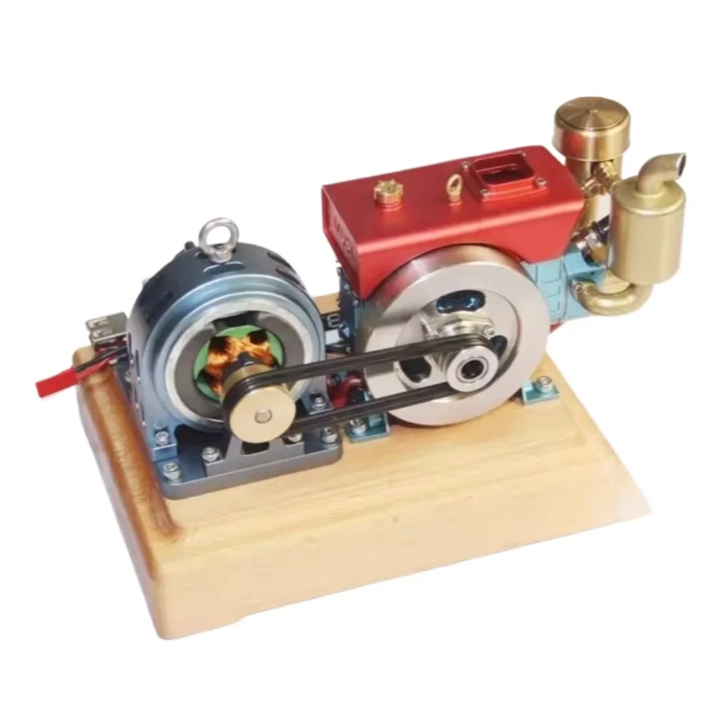 NF Retro Mini Vintage Pump Tractor Model Generator Set Display Starter and Base Simulated Micro Diesel Finished Metal Engine Mod