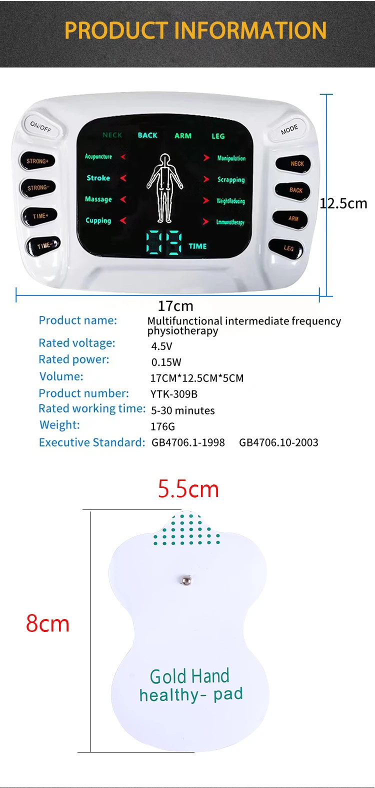 Electric Massager with 8 Massage Modes TENS Low Frequency Pulse EMS Muscle Stimulator for Relaxation