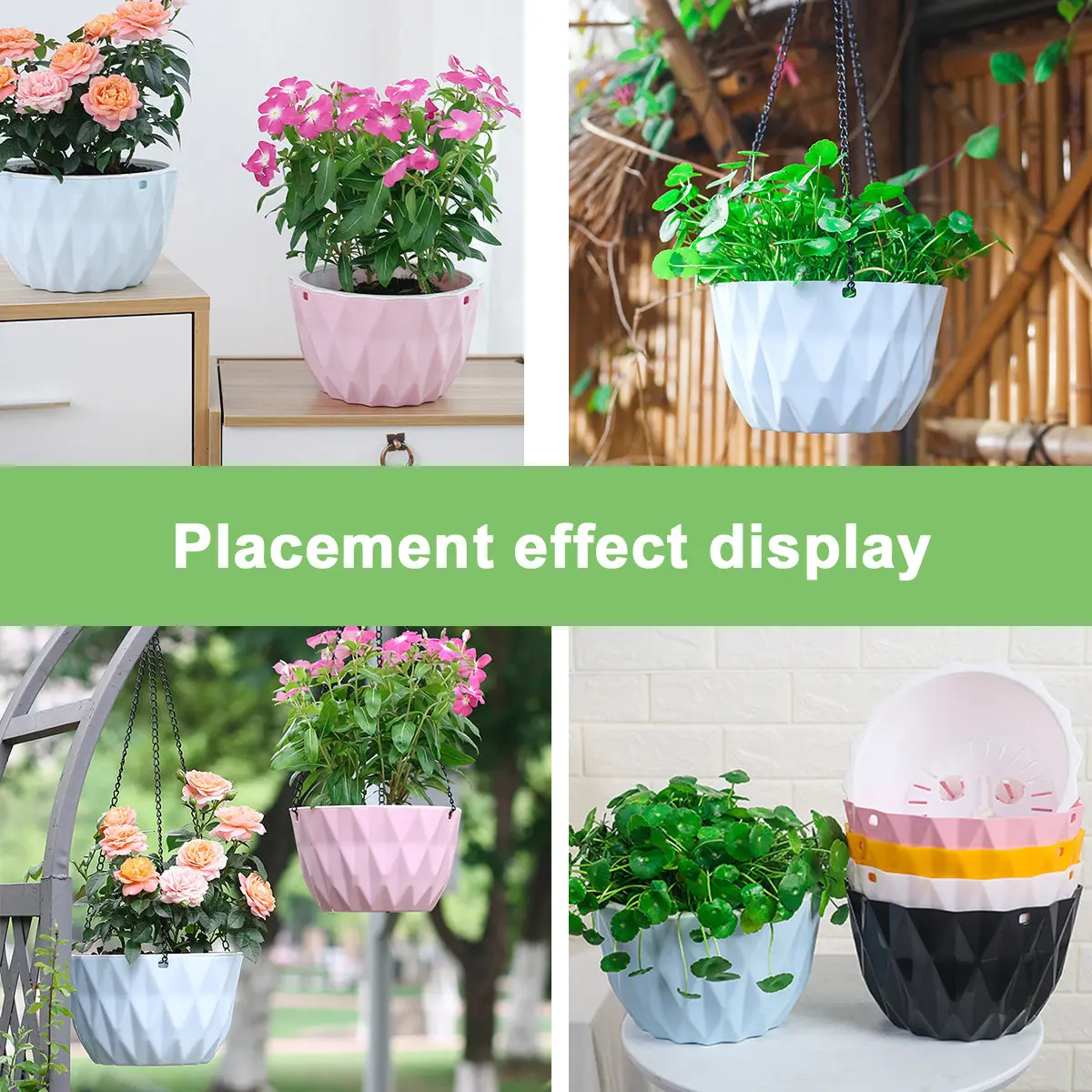 

1Pcs Hanging Basket Flower Pot Automatic Water Absorption Plastic Pot Clear Water Level Breathable Design Home Garden Decoration