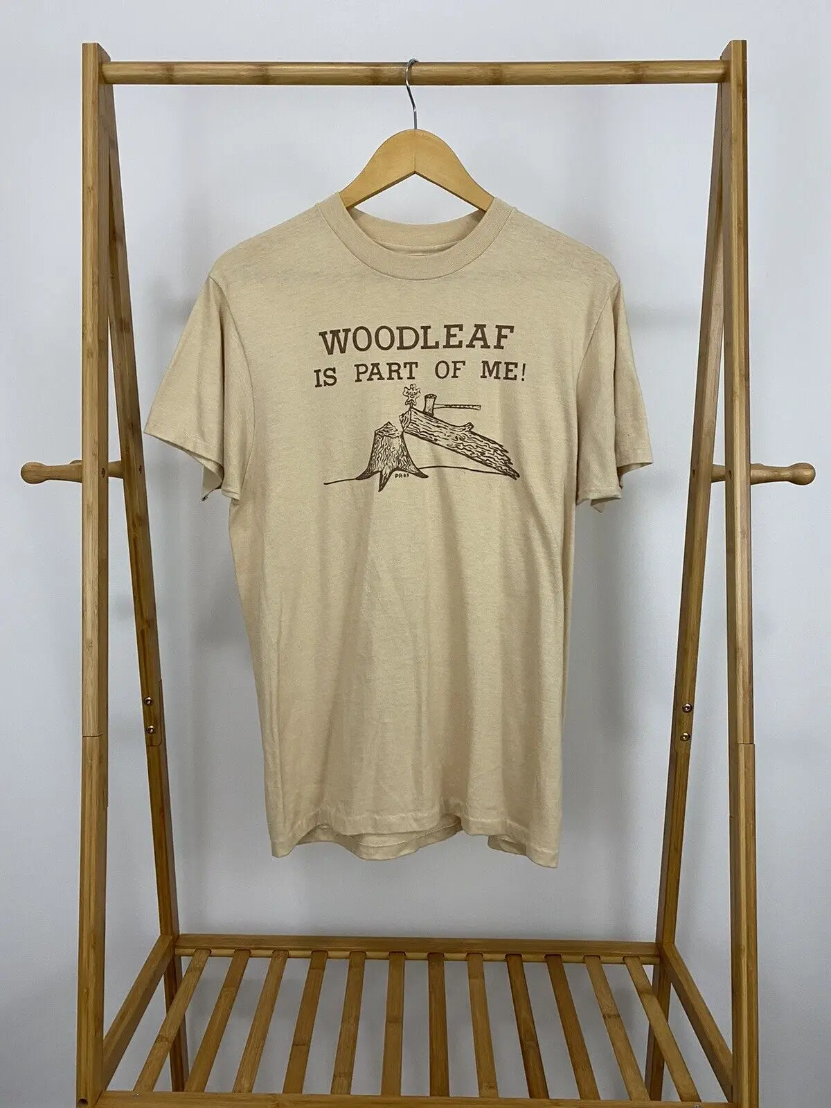 VTG 80s Woodleaf Is Part Of Me Young Life Summer Camp Thin T-Shirt Size L USA