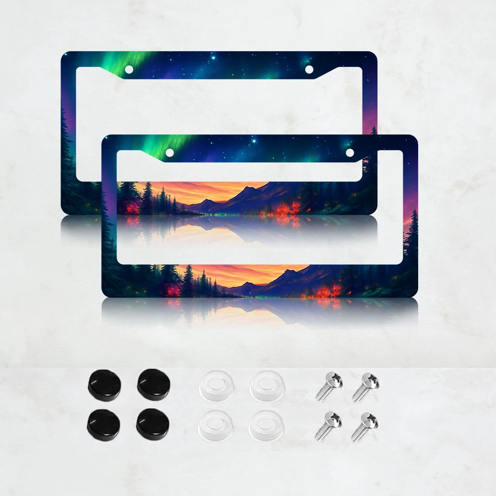 

Комплект из 2 рамок для номерных знаков с 2 отверстиями, алюминиевые, 6x12 дюймов, с винтами, американский стандартный размер, ретро-декор для автомобиля, подарок