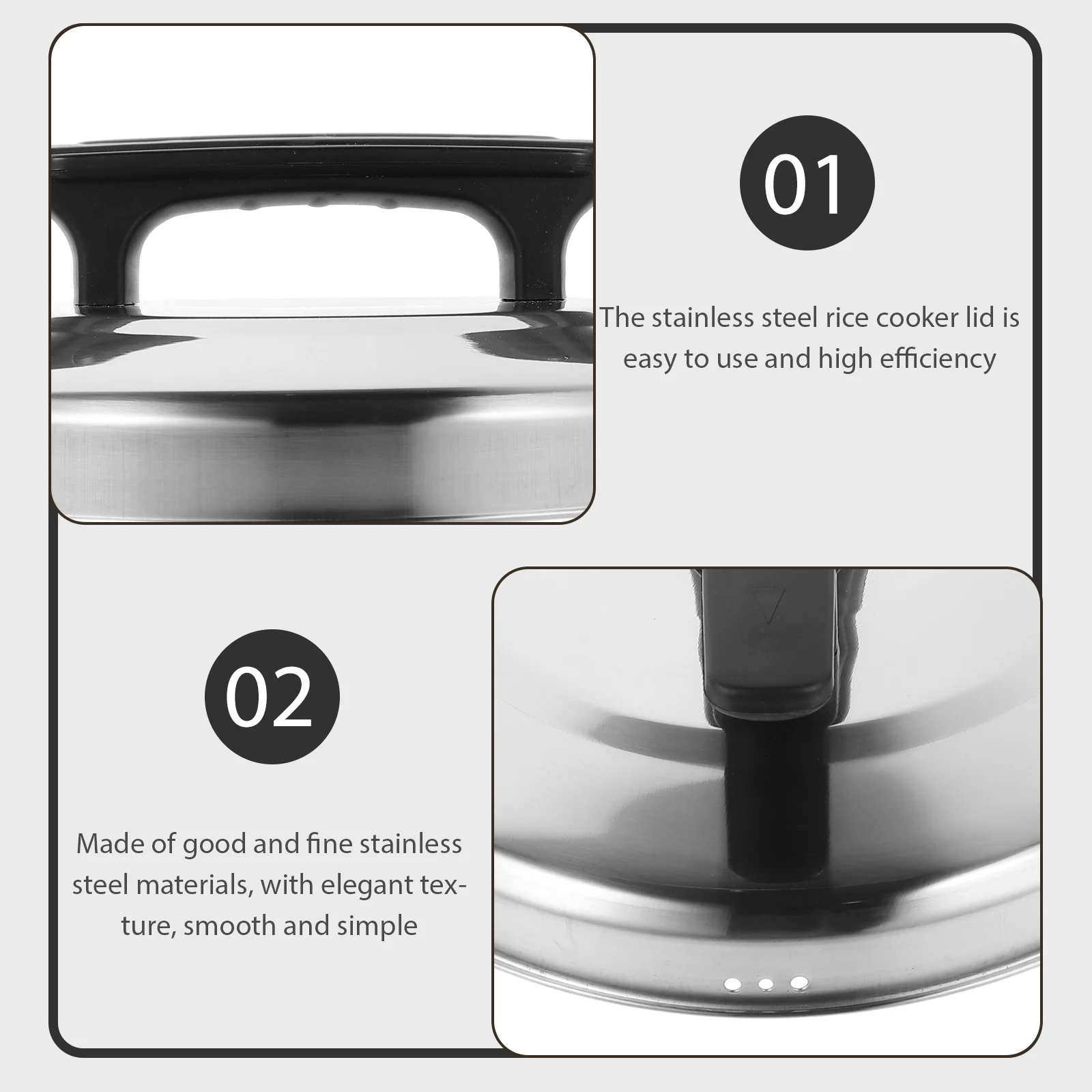 

Stainless Steel Rice Cooker Lid Universal Replacement Cover For Electric Cookers Easy Clean Spill Proof Kitchen Supplies Metal