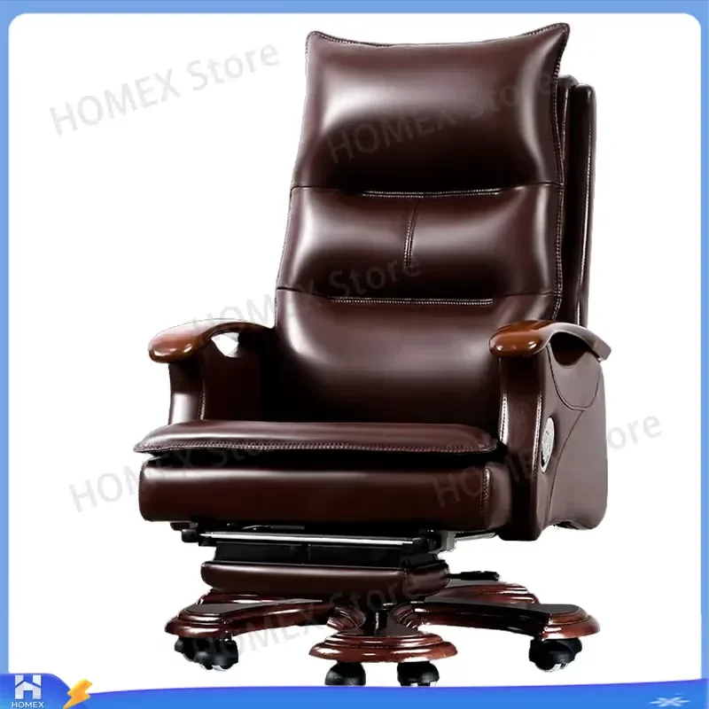 Executive Leather Office Chair with Massage Function Ergonomic High Back Computer Desk Chair for Home Business Gaming Seat