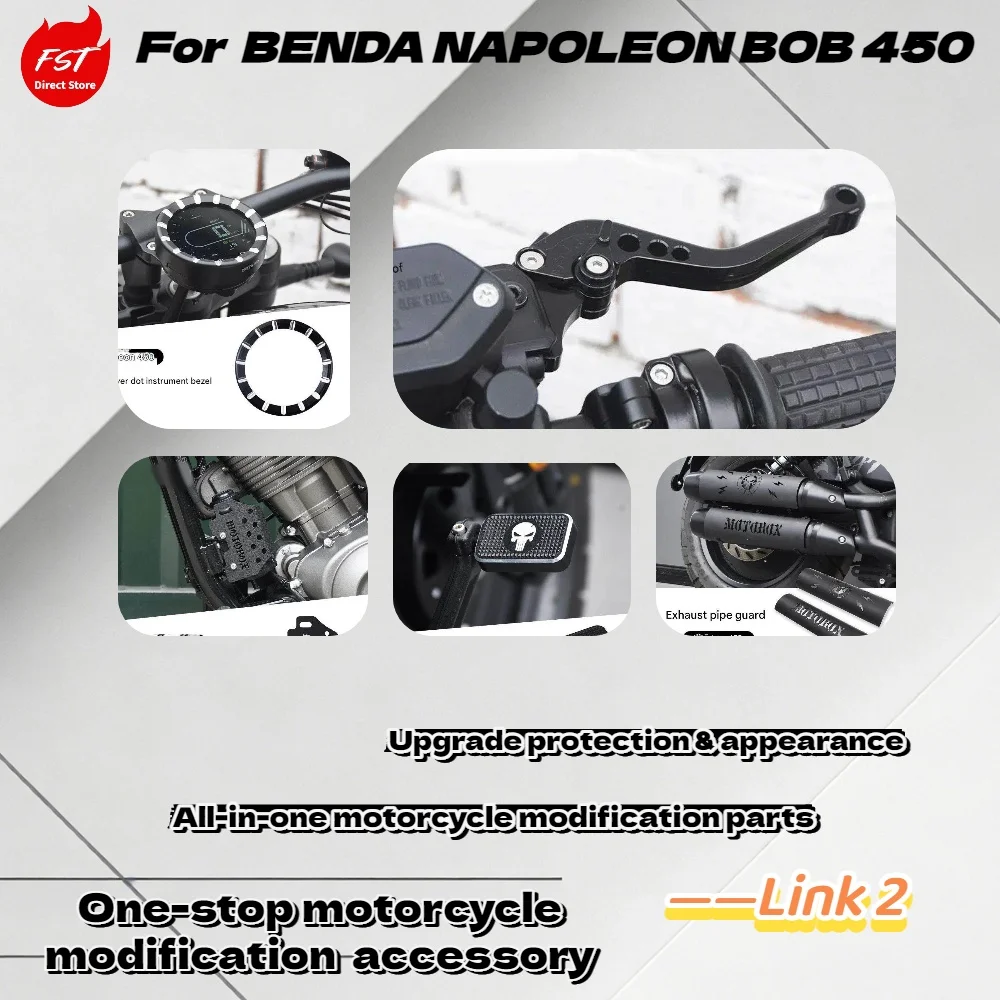

For Benda Napoleon 450 Retro Modification Kit: Side Bags Shift Lever License Bracket Handlebar Mirror