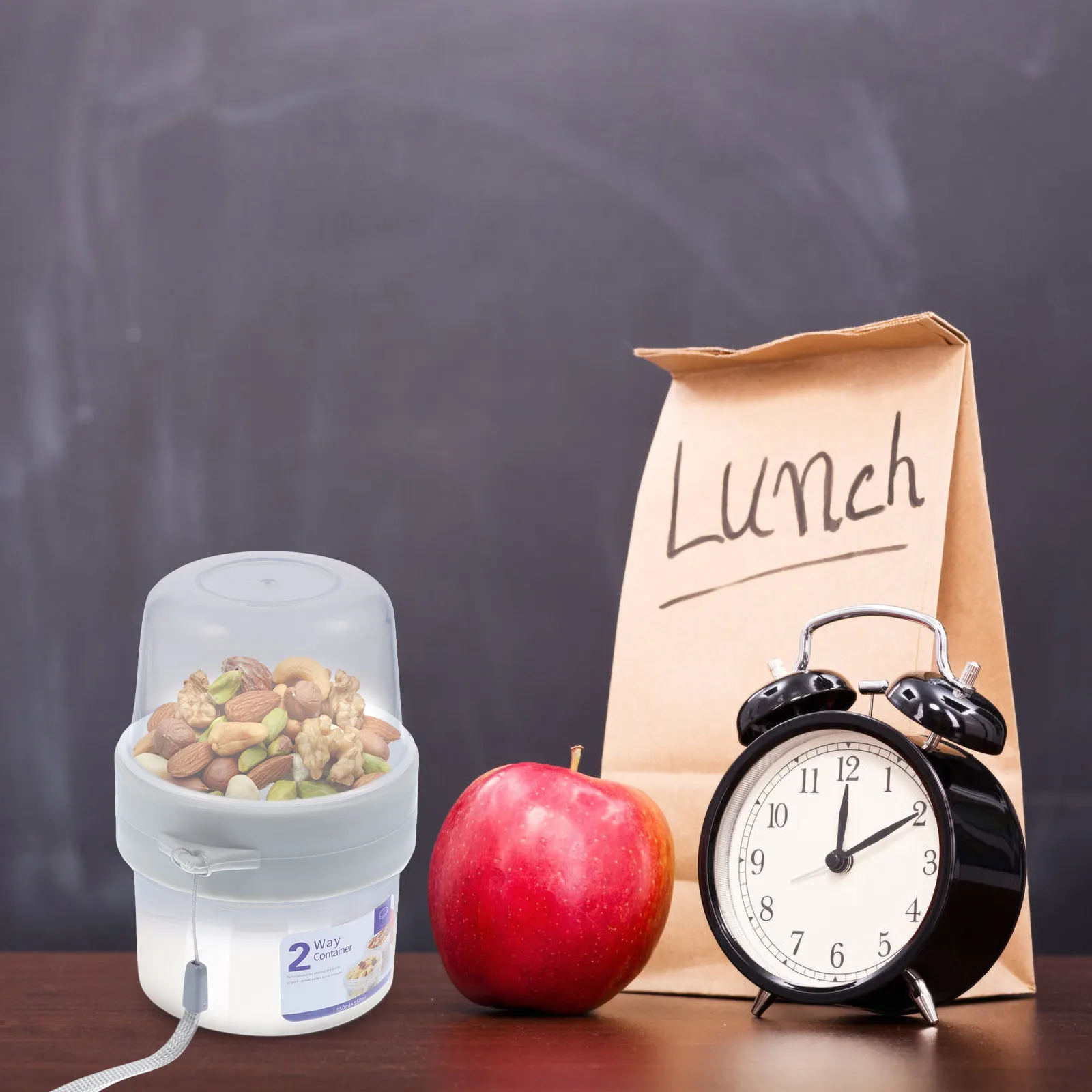 

Double Layer Food Container Portable Breakfast Cup with Carrying Strap for Cereal Oatmeal Fruit Storage Fresh Keeping Sealed