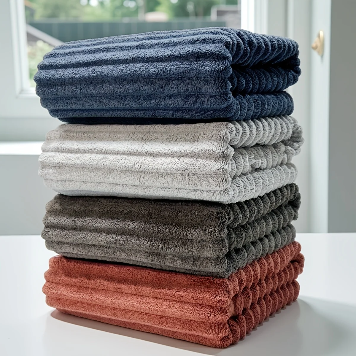 

1pc textured towel made of coral fleece, suitable for bathroom, hotel, spa, travel and sports