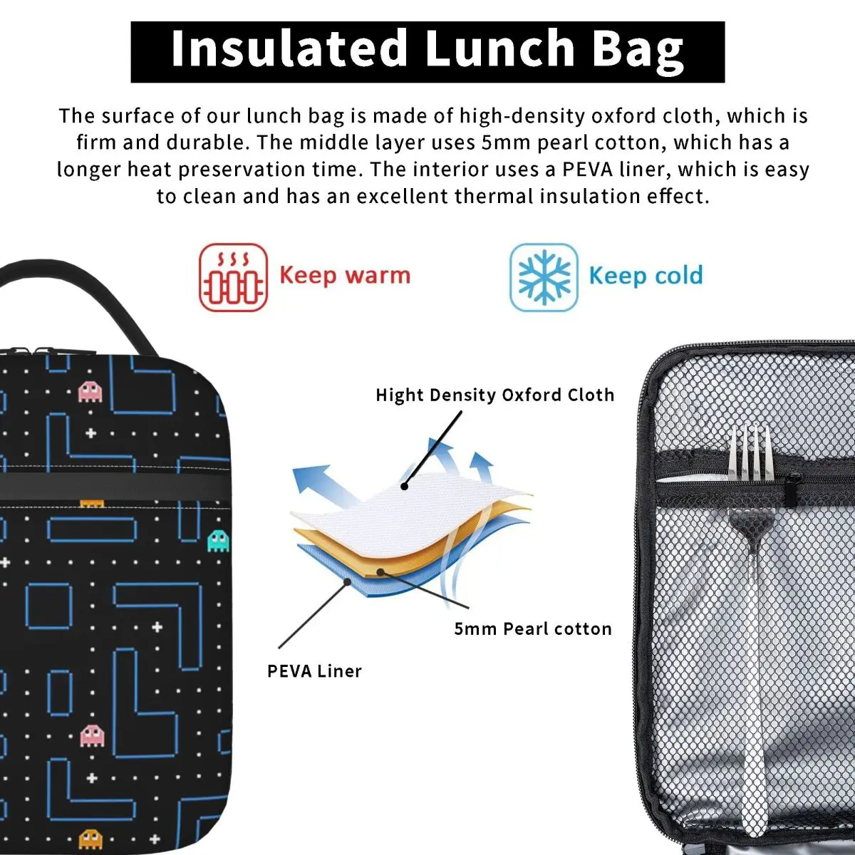 Video Game Classic Arcade Game Collage (11) Insulated Lunch Bag for Women Children Portable Food Boxes Thermal Lunch Box Tote