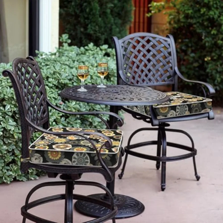 Patio Chair Cushions, Water-Repellent Outdoor Seat Cushions for Patio Furniture, Square Chair Pads with Ties for Home Garden De