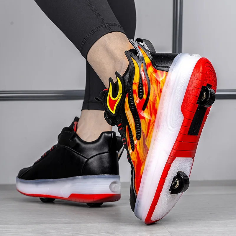 

2025 Inline Skate Shoes Luminous Shoes with LED Children's Racing Roller Skating Shoes with 2 Wheels Speed Roller Skates Sneaker