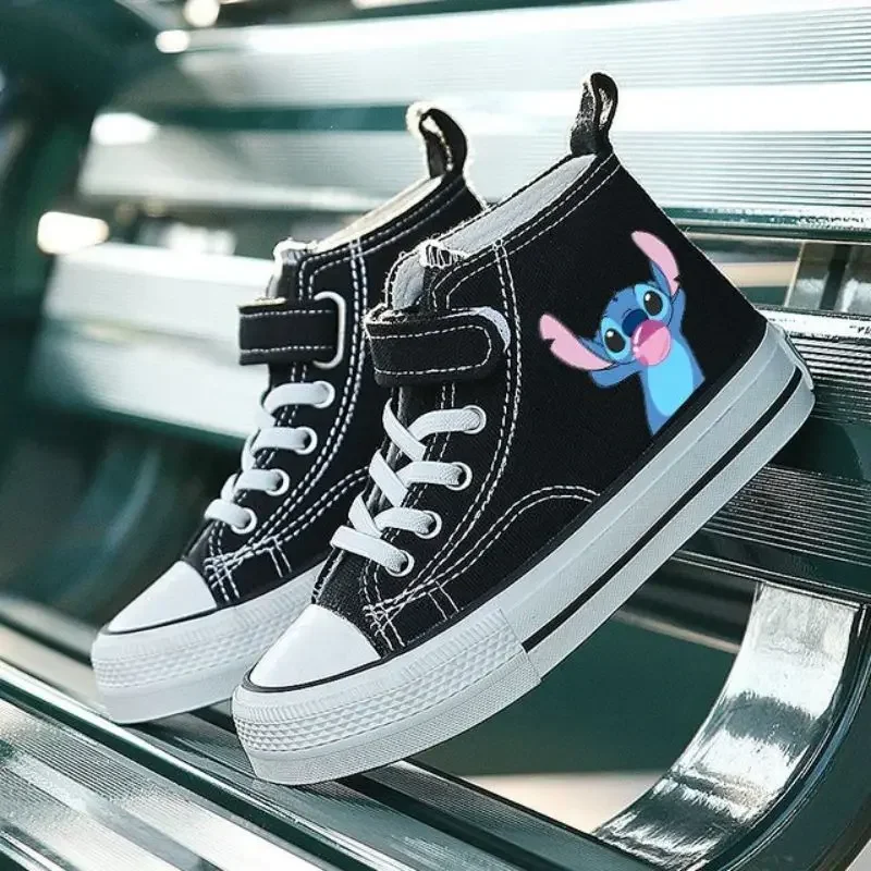 Zapatos cómodos informales de dibujos animados para niña, zapatillas deportivas de alta calidad Lilo Stitch para niños, zapatos de lona con estampado de Disney para niños, zapatillas de tenis para niños love