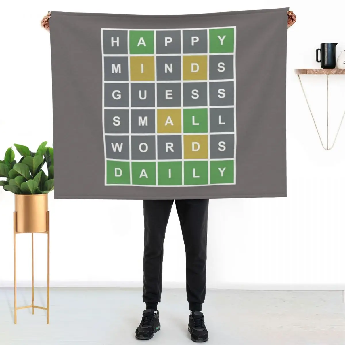 

Happy Minds Guess Small Words Daily Wordle Game Throw Blanket Wrinkle Resistant Lightweight Blanket