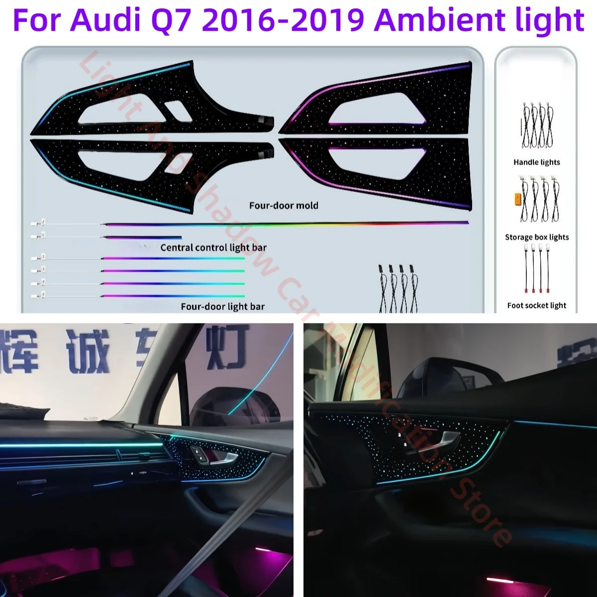 

Car accessories Fit for Audi Q7 2016-2019 LED Atmosphere Light Automotive interior lighting Upgrade footlights Four-door mold