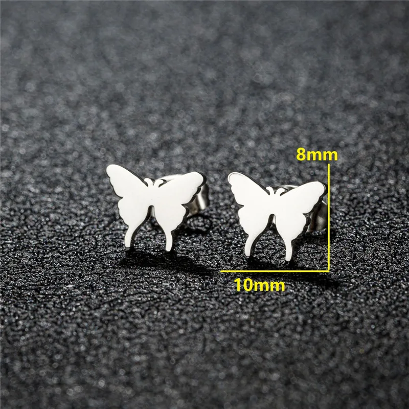 Simple T Bar Stud Earrings for Women Small Animal Ear Studs Punk Dove Leaf Dragonfly Spider Earings Fashion Jewelry Pendientes