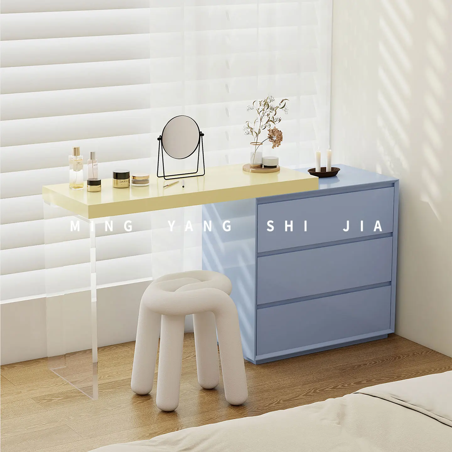 Dresser bedroom modern simple storage cabinet integrated solid wood small apartment chest integrated cream wind dopamine home