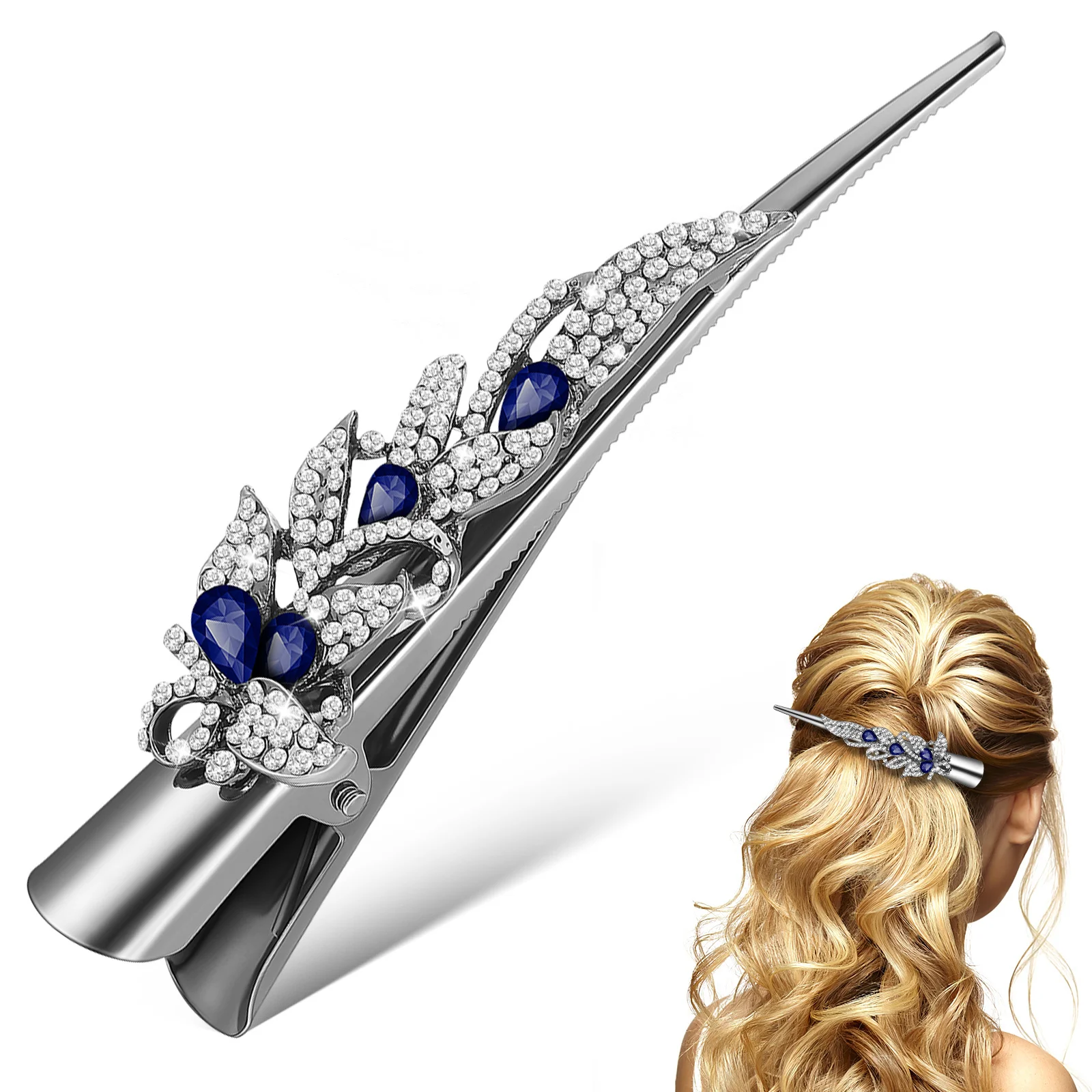 

Alligator Clip Crystal Rhinestone Barrette Vintage Duckbill Hair Clip For Women Decorative Hair Accessory Styling Tool For