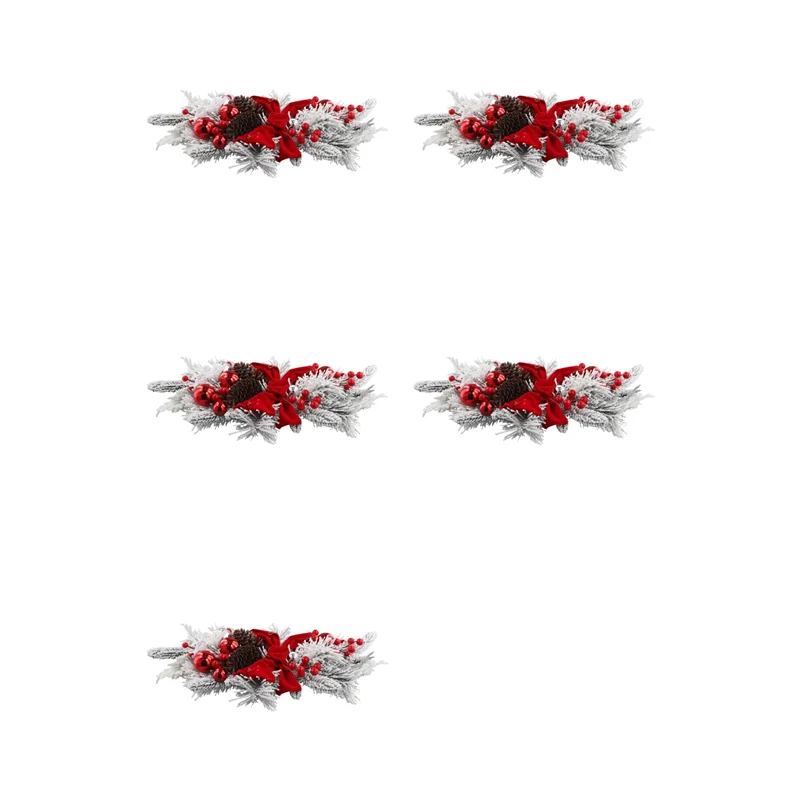 

【RECOMMEND】5X Christmas Swag, Stair Christmas Garland For Stairs, Door, Fireplace, Outdoor Indoor Christmas Decor 60X30cm Red