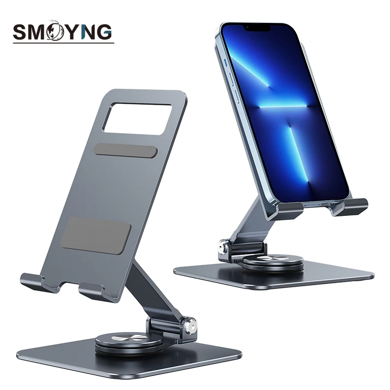 SMOYNG Aluminum Alloy Tablet Phone Stand Rotatable Desk Holder Foldable Support For iPhone iPad Pro 12.9 Desktop Mount Bracket