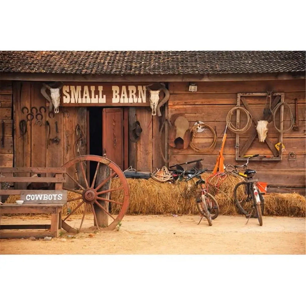 

Cymbozin Rustic Barn Wooden Door Photography Backdrop Cloth Haystack Bikes Cowboys Newborn Baby Photo Studio Background Vintage