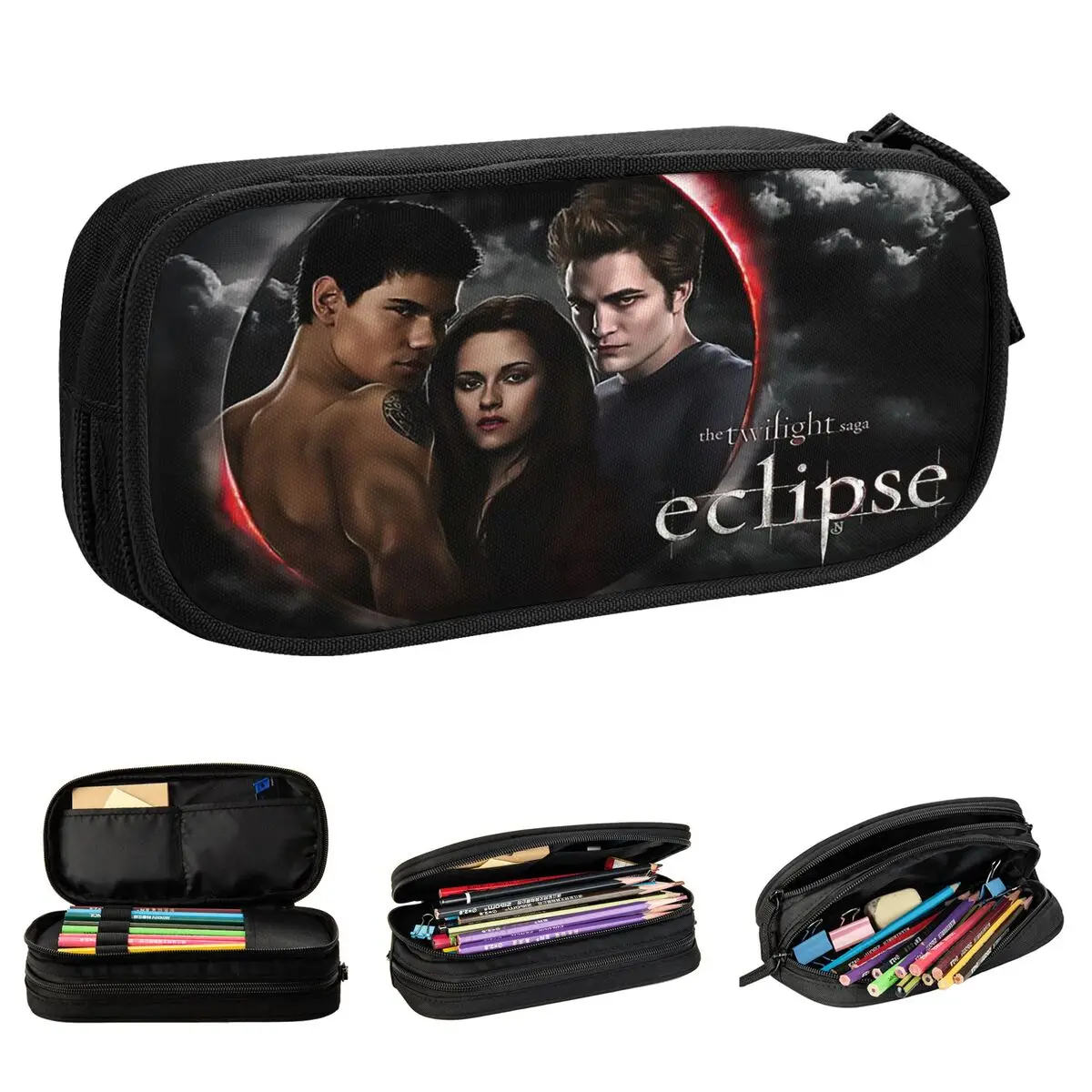 The Twilight Saga Eclipse Movie Pencil Case Bella Edward Pencil Box Pen for Student Large Storage Pencil Bags Gifts Stationery