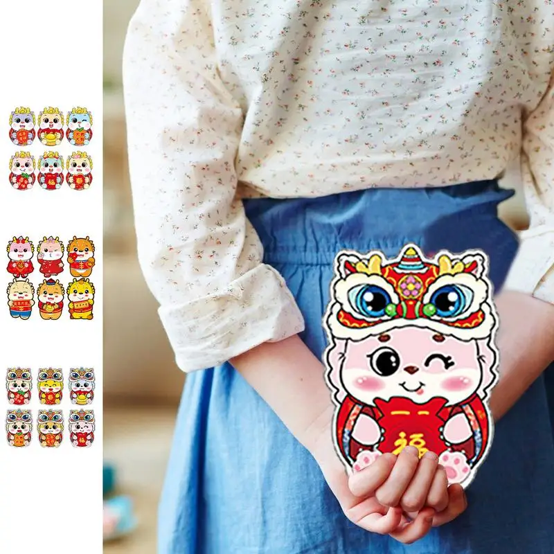 Busta cinese Dragon Red 2024 Cute Dragon Red Pocket 6 Patterns Cartoon Lucky Money buste borsa per soldi fortunata cinese
