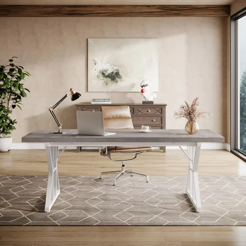Modern style wooden desk simple wooden computer desk, suitable for home office school or outdoor use