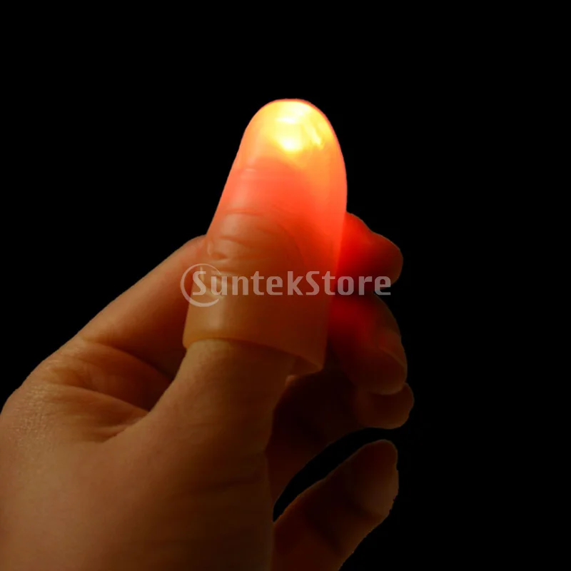 2pcs Magic Light Up Finger Fingers LED Tricks Thumb Props Novelty Funny Toys Finger Lights Magic For Kids Halloween Party Toys