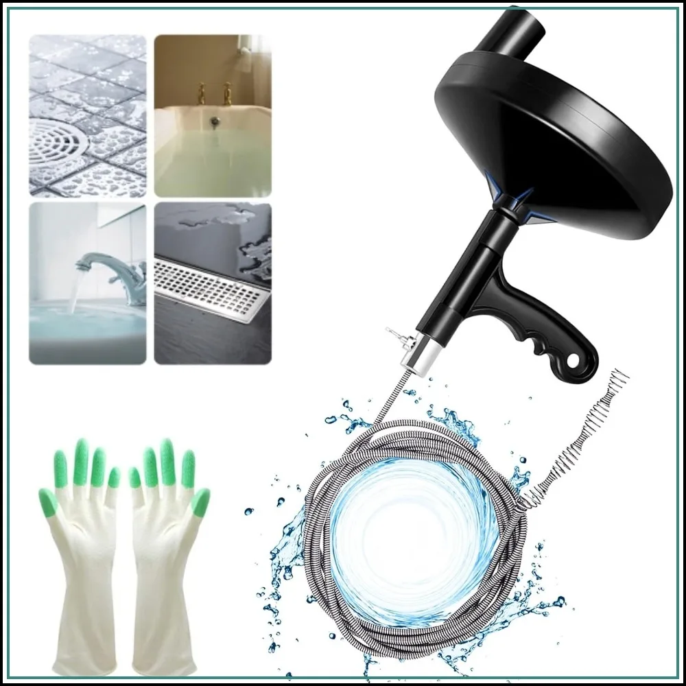 

25ft Drain Auger with Gloves, Heavy Duty Plumbing Snake for Bathtub Sink Kitchen Clog Removal