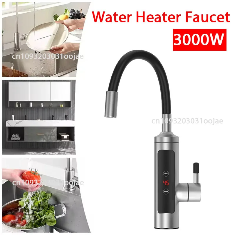 Electric Water Heater Kitchen Faucet Tankless Water Heater Tap LCD Digital Touch 360 Degree Rotation Thermostatic Faucets